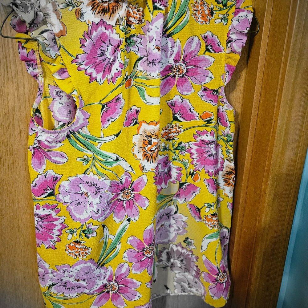 women's floral sleeveless top pinks and yellows by mandee size small - Picture 4 of 4